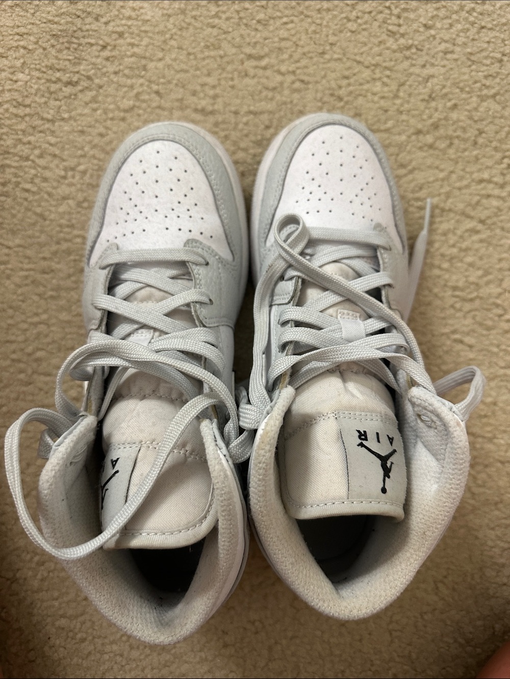 Jordan Kids White and Light Gray High-Top Sneakers